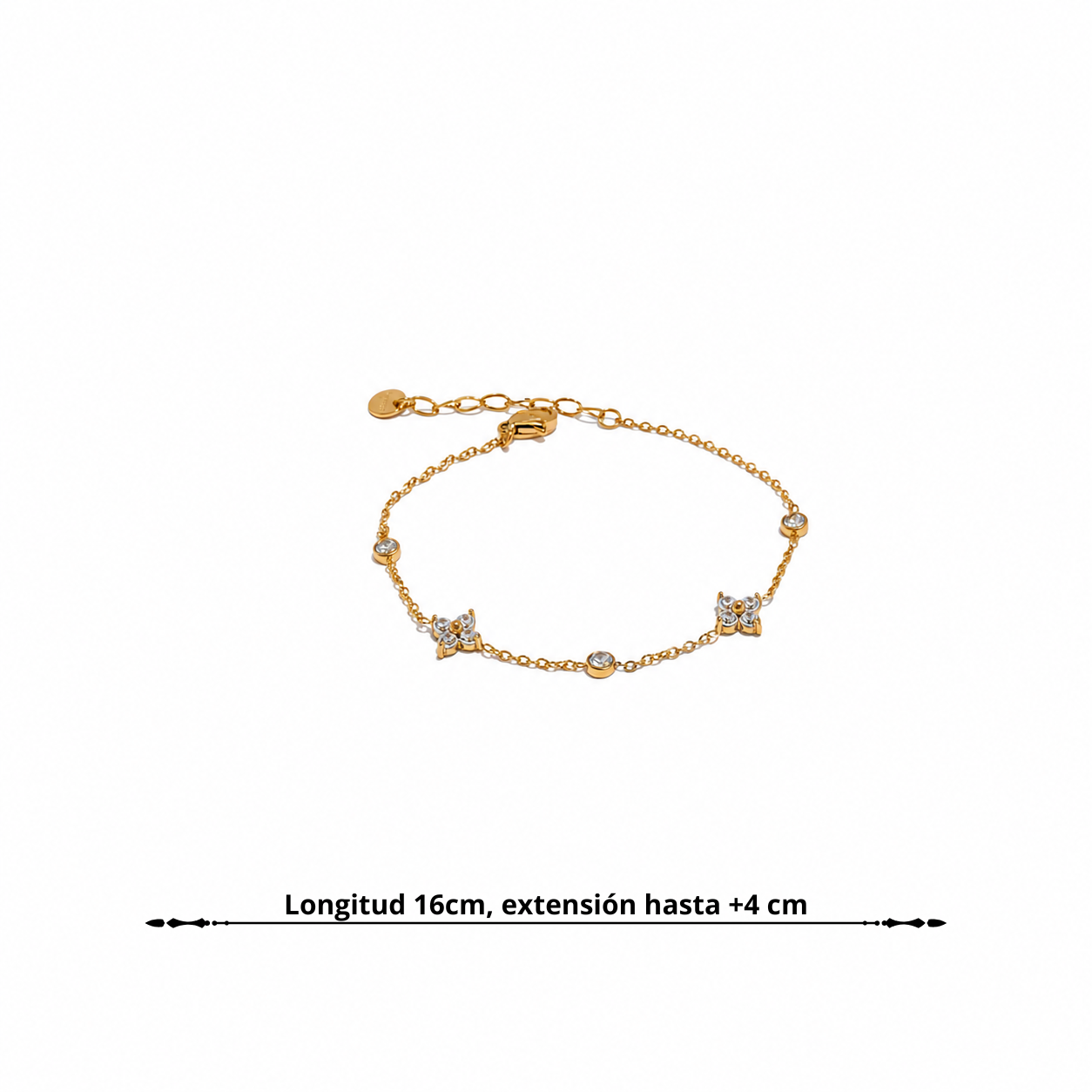 Pulsera Minimalista Floral Bañada en Oro 18K o Platino — Estilo Sofisticado