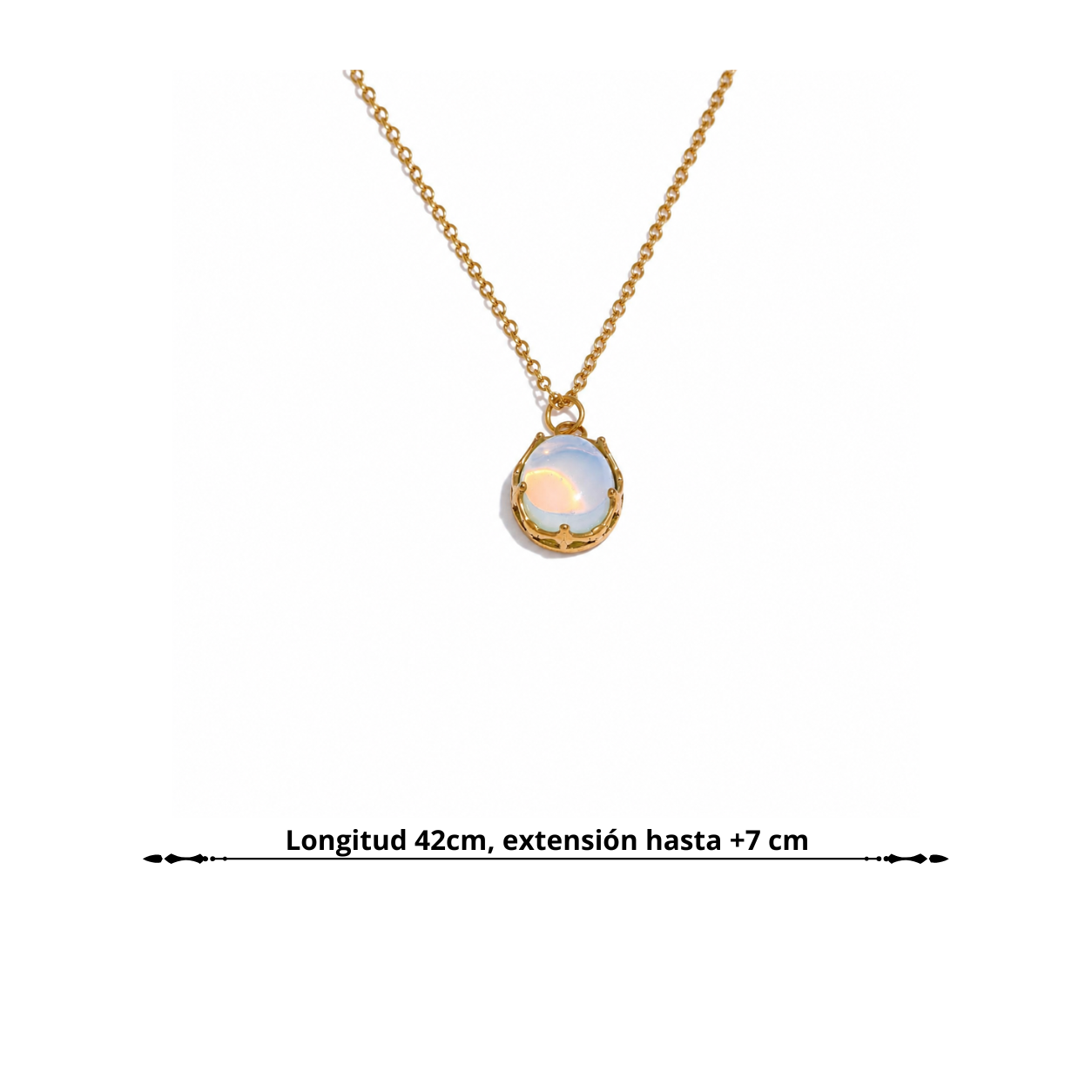 Collar Femenino con Piedra Ópalo Natural Bañado en Oro Real 18K o Platino